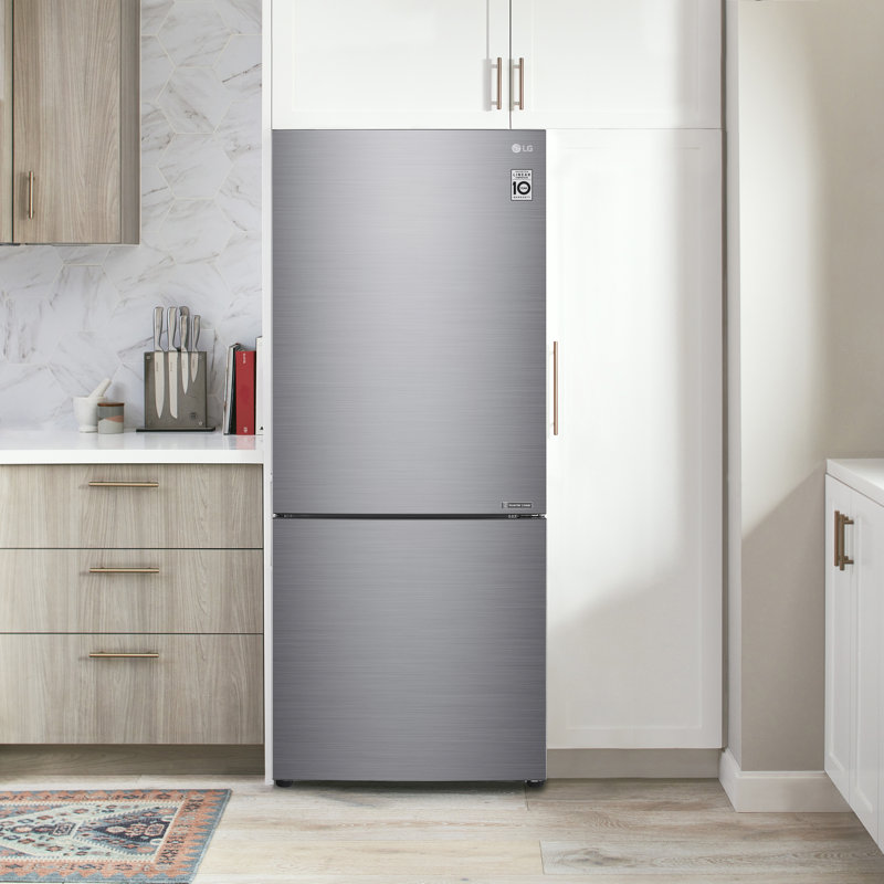 LG 28-inch Wide Bottom Freezer Refrigerator - Stainless Steel, Reversible Door, LED Lighting, 15 cu. ft.