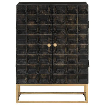 Mercer41 Sideboard Black 21.7"X13.4"X29.5" Solid Wood Mango And Iron