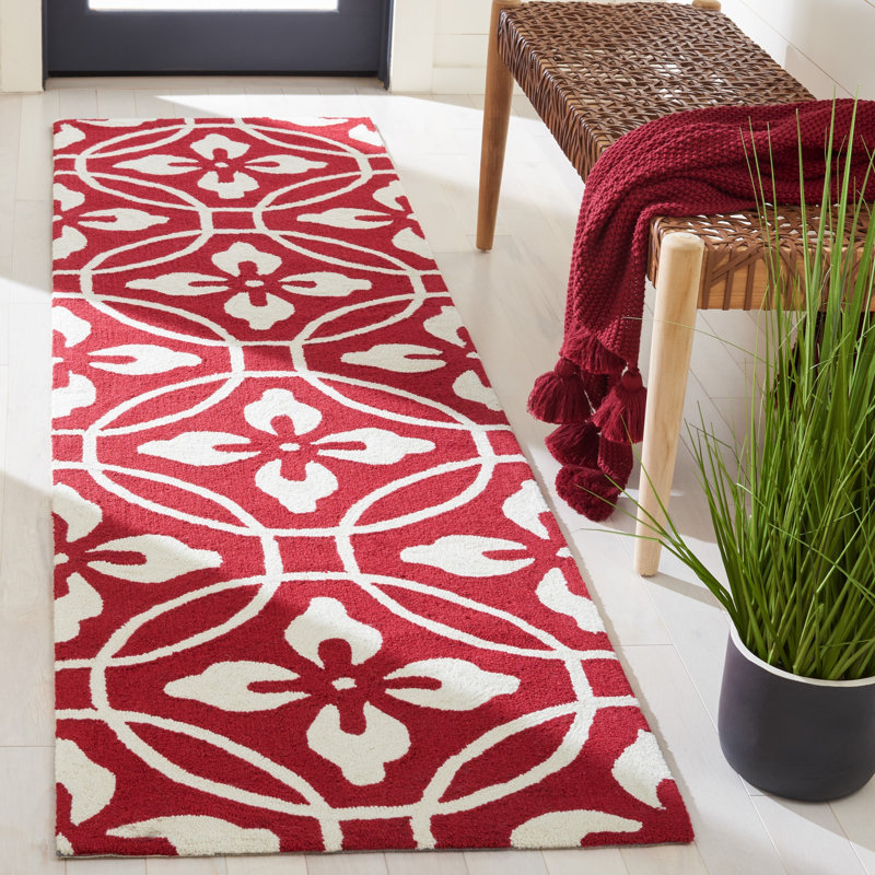 Tapis performance floral crocheté à la main Waddington, Tapis de couloir 2 pi 3 po x 8 pi
