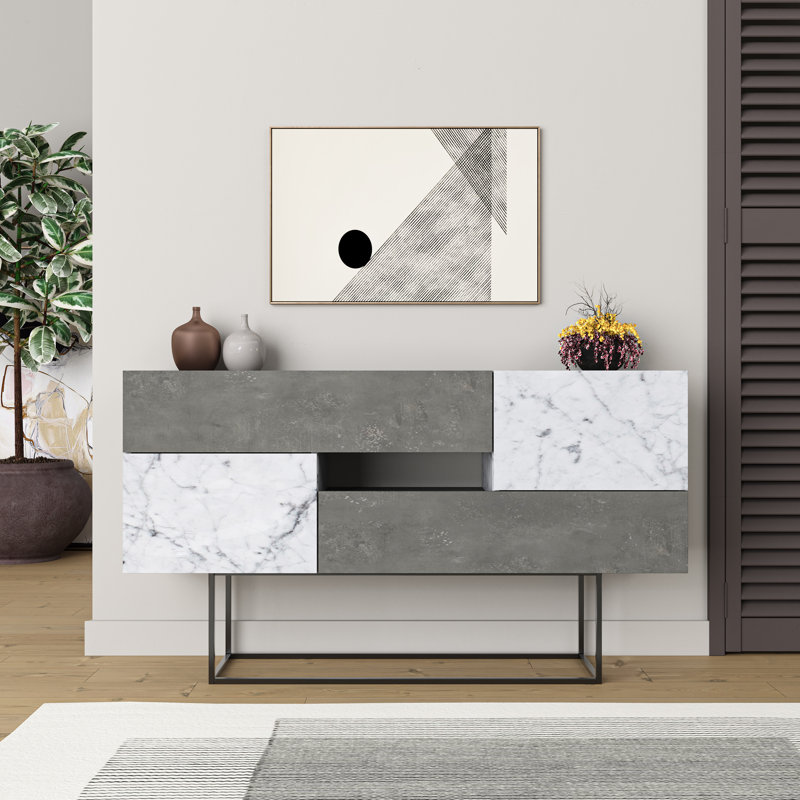 Mazzitelli 145cm Console Table, Retro Grey/White