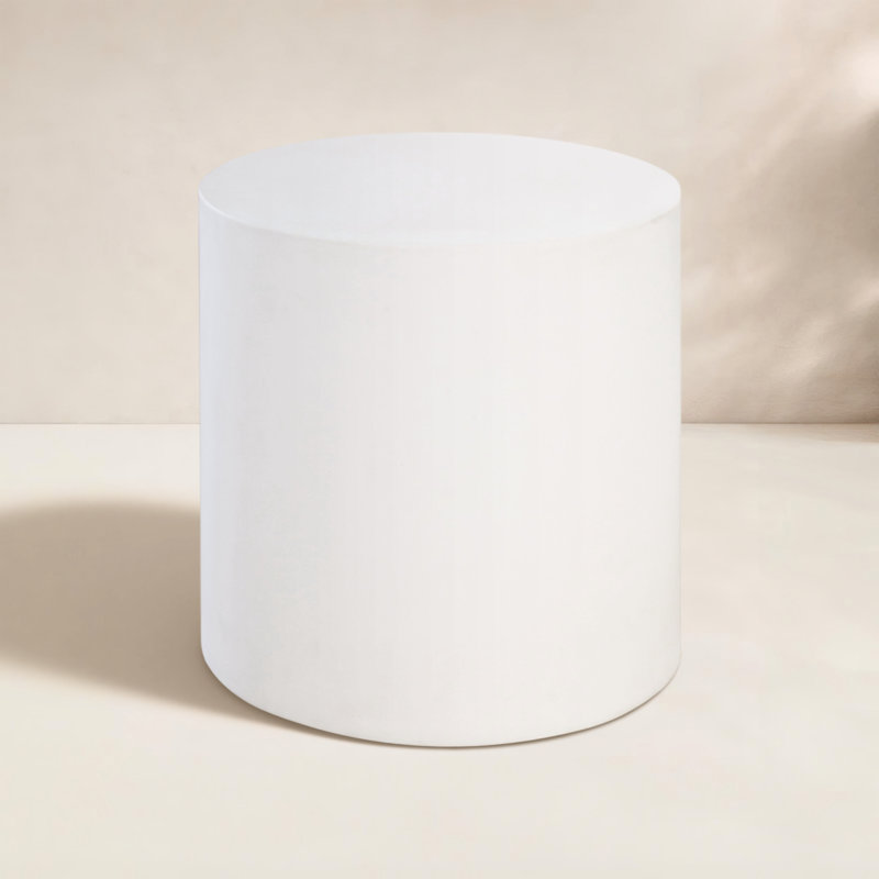 Perpetual Outdoor Round Side Table, Ivory White, 16" Diameter