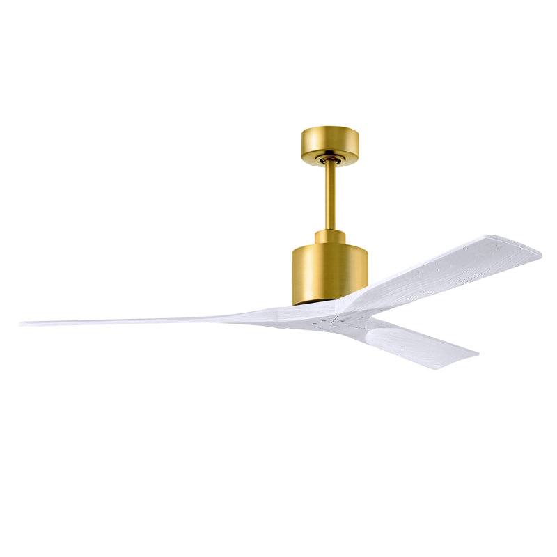 Nan Ceiling Fan In Textured Blades, Brushed Brass, Matte White, 60"