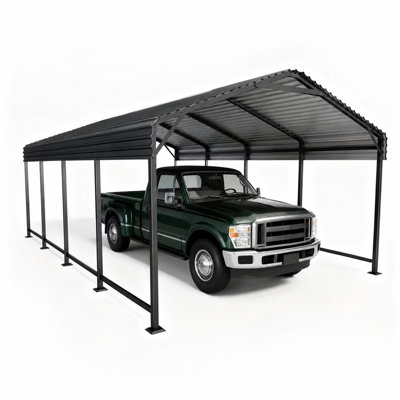 EASYHAWK 12 ft. W x 20 ft. D Galvanized Steel Carport with Sloped Roof