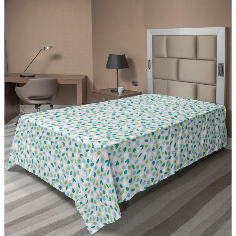 Drap plat moderne de style bohème Ambesonne, Vert lime / motif géométrique bleu azur, Drap plat pour lit simple