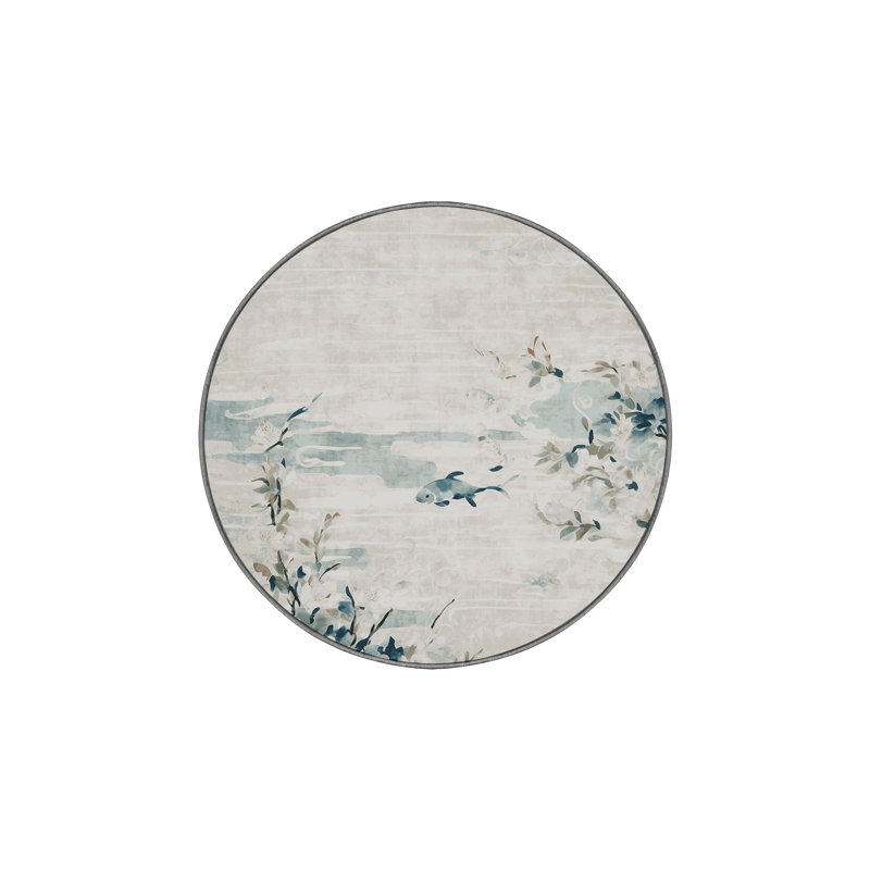 Machine Washable Gray Area Rug, Round 7'