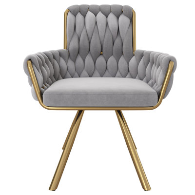Avakate 46cm H Velvet Upholstered Metal Armchair