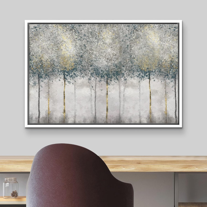 Vert, vert pastel, forêt, arbre, nature, paysage, art moderne, rustique, détente, calme, H 24 po x l 36 po x P 1,5 po