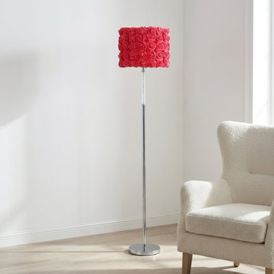 63"In Red Roses In Bloom Acrylic/Metal Floor Lamp