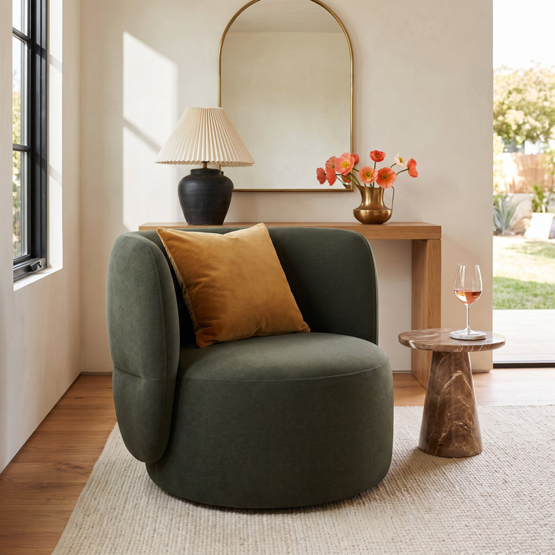 Kim Marcello Swivel Accent Chair, Vesper Forest Velvet