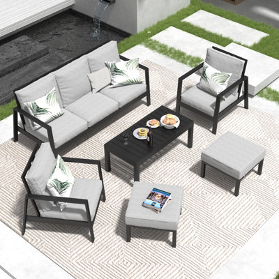 Brandtley Aluminum 6-piece Outdoor Sofa Seating Group With Cushions