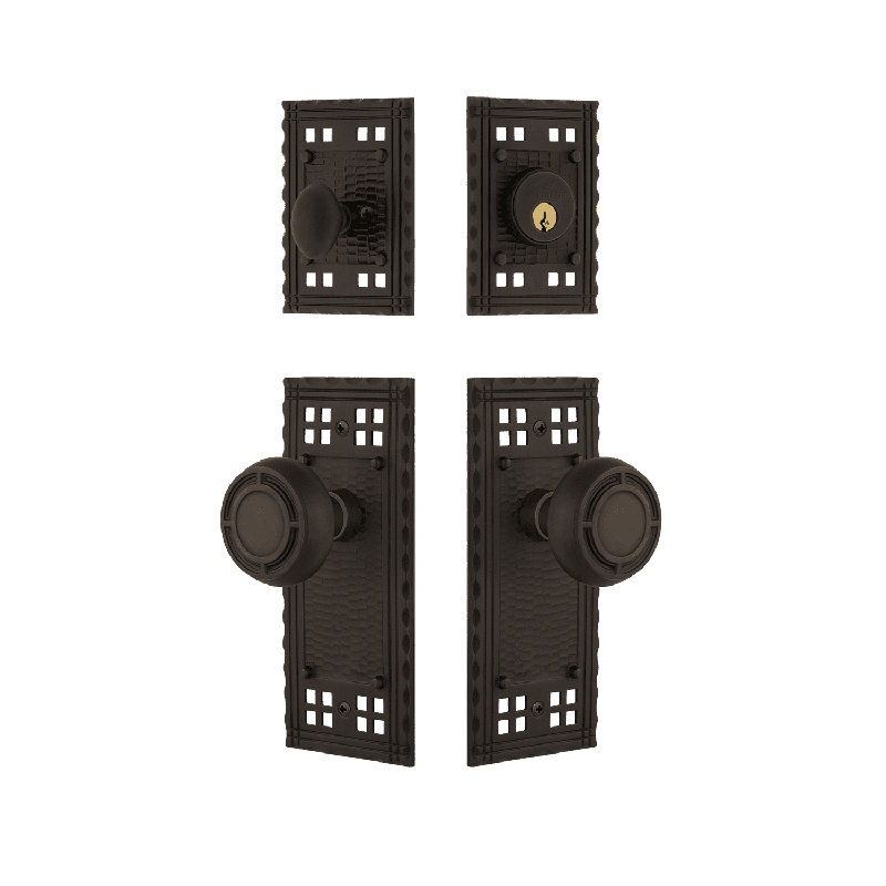 Nostalgic Warehouse Craftsman Entry Set with Mission Knob, Oil Rubbed Bronze, 2.375