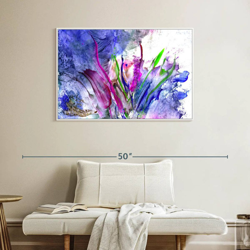 Fleur Syd, Cadre flottant blanc, 40 po x 27 po