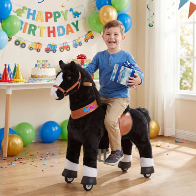 PonyCycle Ride on Horse Toy for Kids in 3 Sizes, Walking Horse Toy, Mechanical Plush Riding Pony with Hand Brake, No Batteries, Ages 3-4 to 7+