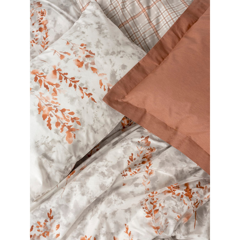 100% Cotton Ranforce Quilt Cover Set, Cinnamon Color | Includes 79 x 79 Duvet Cover & (2) 31.5 x 31.5 Pillowcases | Pigment Printing, Machine Washable, Button Closure | Soft and Durable for Cozy Sleep
