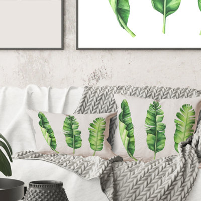 Rectangle,Tropical Banana Leaves Set - Farmhouse Printed Throw Pillow