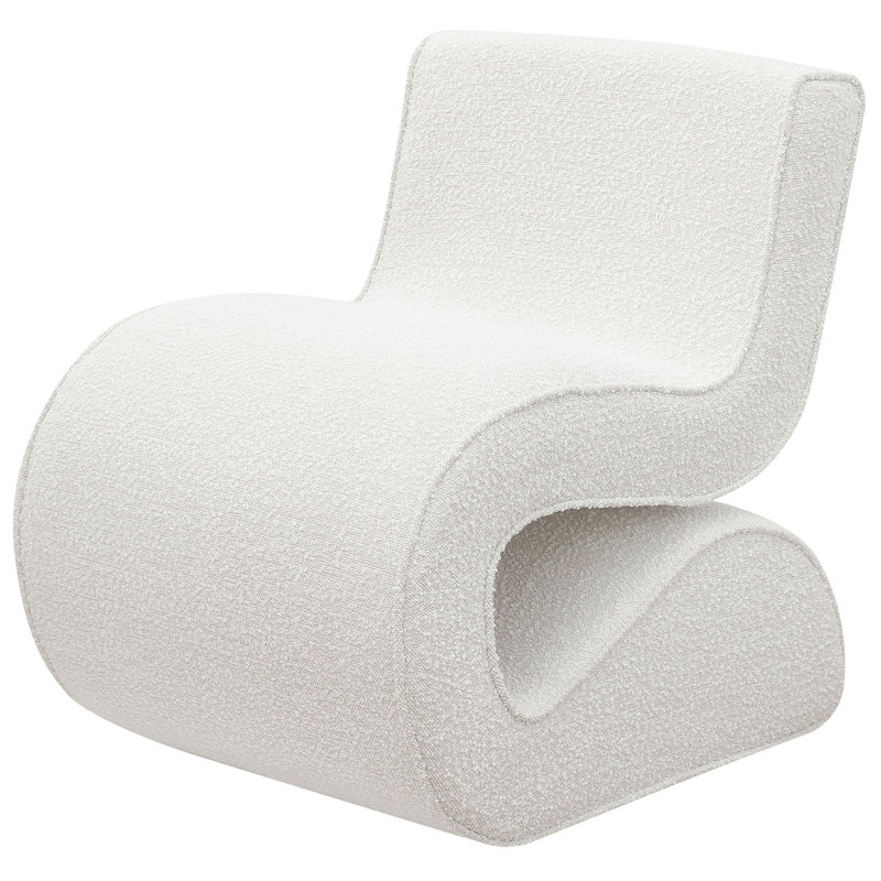 Chaise courbée sans accoudoirs Austin Boucle, Crème, crème