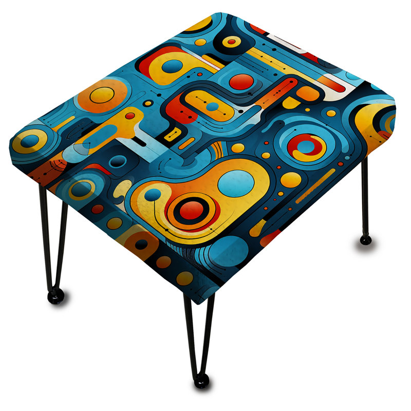 Orange Nomadic Geometric Illusions - Geometric Rectangle Ottoman