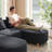 84.25" Sectional Sofa Cloud Couch For Living Room, Upholstery Comfy Modular Sofa, Sleeper Sofa With Chaise Lounge, Ottoman-409699047