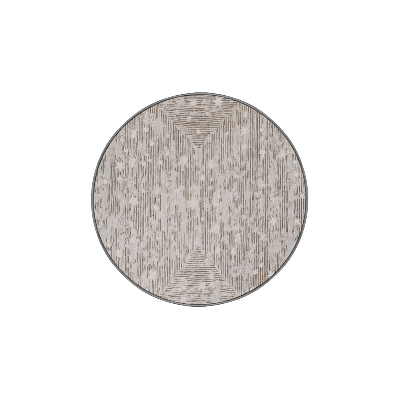 Tapis gris soyeux et moelleux, Rond 4 pi