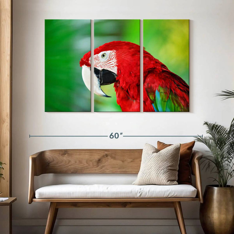 Brampt Jungle Scarlet Macaw, 32" H x 50" W
