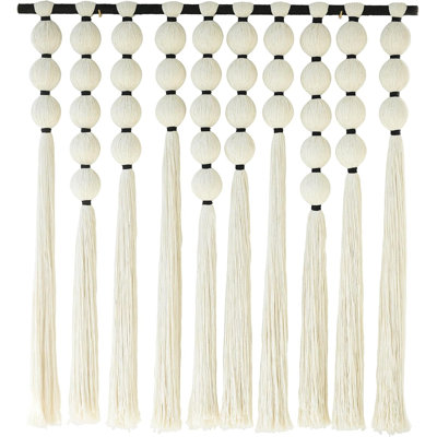 Grande tenture murale en macramé, décoration murale sphérique en coton, textile, style bohème, art du fil, fait main, 99 cm x 99 cm