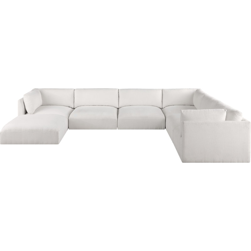 Ivyana Upholstered U-Shaped Sectional Reversible, Cream Polyester Fabric