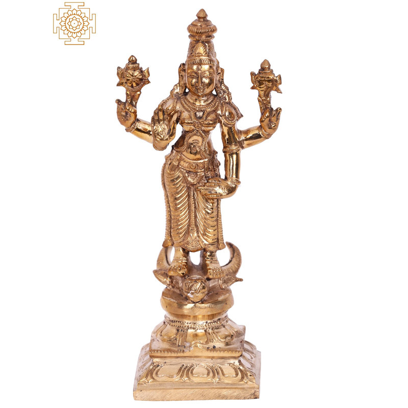 Déesse debout 7 po Durga | Madhuchista Vidhana (cire perdue) | Bronze Panchaloha de Swamimalai
