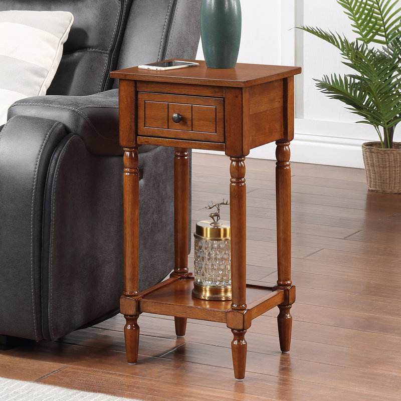 Mayall End Table With Drawer and Solid Wood Legs, Walnut
