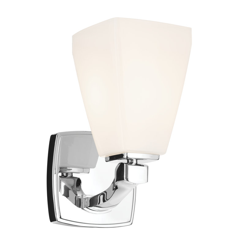 9.5" 1-Light Wall Sconce with Water Glass, Chrome, Opal Etched