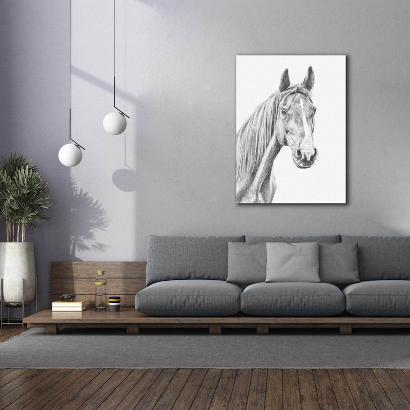 Toile épique Graffiti «Equine Portrait Sketch 1» par Annie Warren, art mural 40 po x 54 po, H 54 po x l 40 po