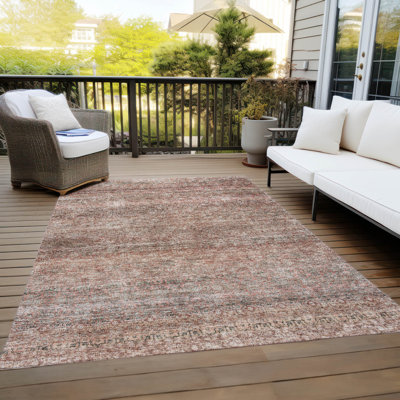 Machine Washable Indoor/Outdoor Cicel ACN1174 Coral Rug