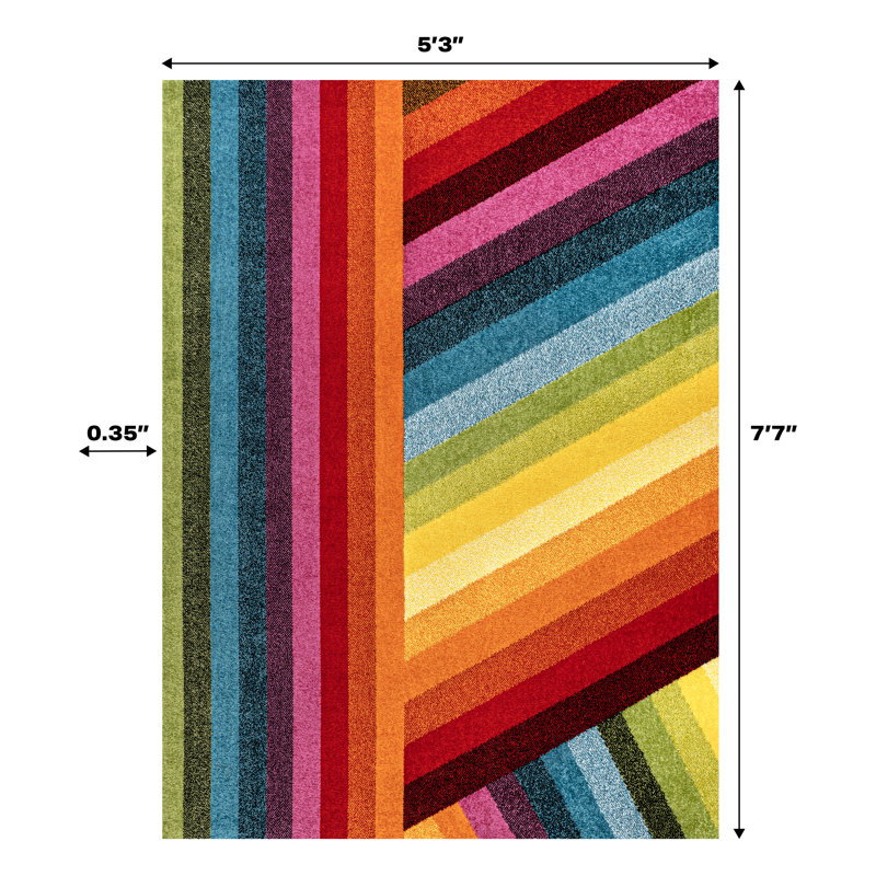 Tapis multicolore Keiera, Rectangle 5 pi 3 po x 7 pi 7 po