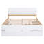 Cadre de lit double moderne avec lit gigogne simple et 2 tiroirs blanc brillant avec couleur chêne clair-255078690