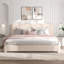 Ensemble de lit plateforme tapissier avec 2 tables de chevet fermières Boucle - Ensemble de chambre à coucher 3 pièces-567096259-567096262