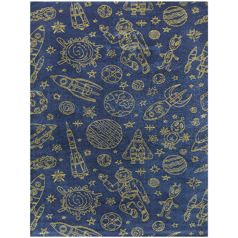 Tapis Palou Rocket Ship, Rectangle 3 pi 11 po x 5 pi 7 po, Bleu