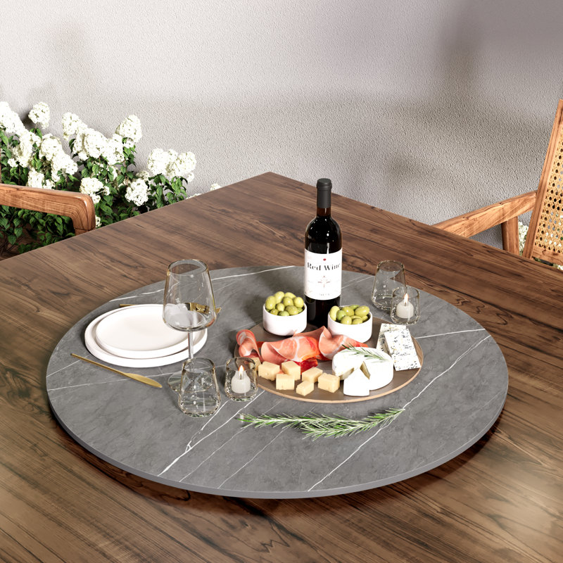  Plateau tournant Otelia Sintered Stone (table non incluse), Gris, 0.47" H x 31.5" W x 31.5" D