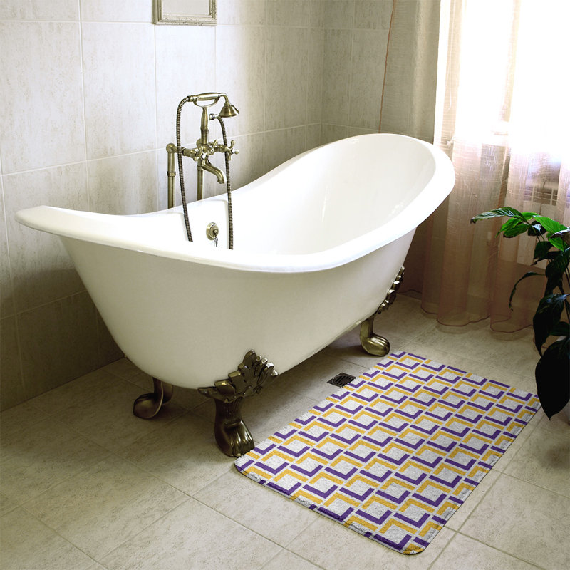 Tapis pour salle de bain Baltimore, l 17 po x L 24 po, Blanc / mauve / doré