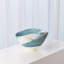 Ivory Turquoise Feather Swirl Oval Bowl-Sm