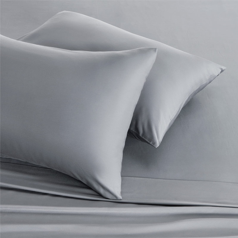 Bedsure Cooling Sheets Rayon Derived from Bamboo, Breathable & Soft Sheet Set, Deep Pocket Up to 16, Silver Gray