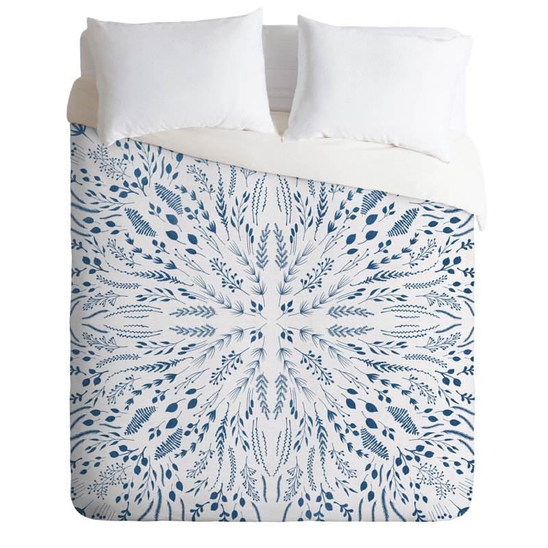 Iveta Abolina Polyester Floral Duvet Cover, Queen Duvet Cover + 2 Shams, Blue