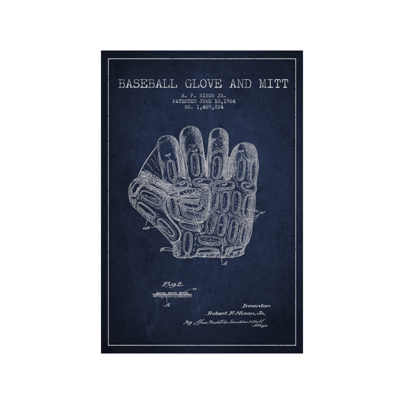 Baseball Glove Patent by Aged Pixel - Wrapped Canvas Print, 20.32 cm H x 30.48 cm W