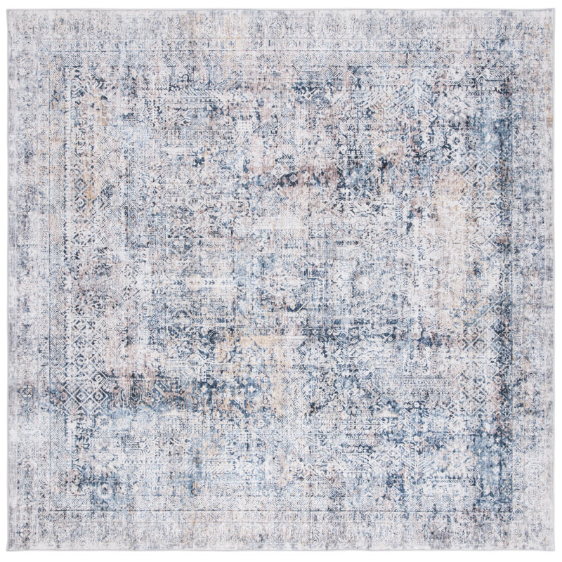 Sotira Monica Performance Machine Washable Abstract Rug, Square 6'