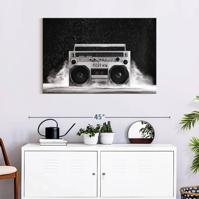 Boombox argenté Abarca 1980, H 24 po x l 36 po