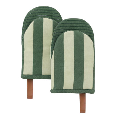 Gants de cuisine miniatures en coton Folkulture avec poignée en silicone et boucle de suspension (14,6 cm x 22,9 cm, Matcha)