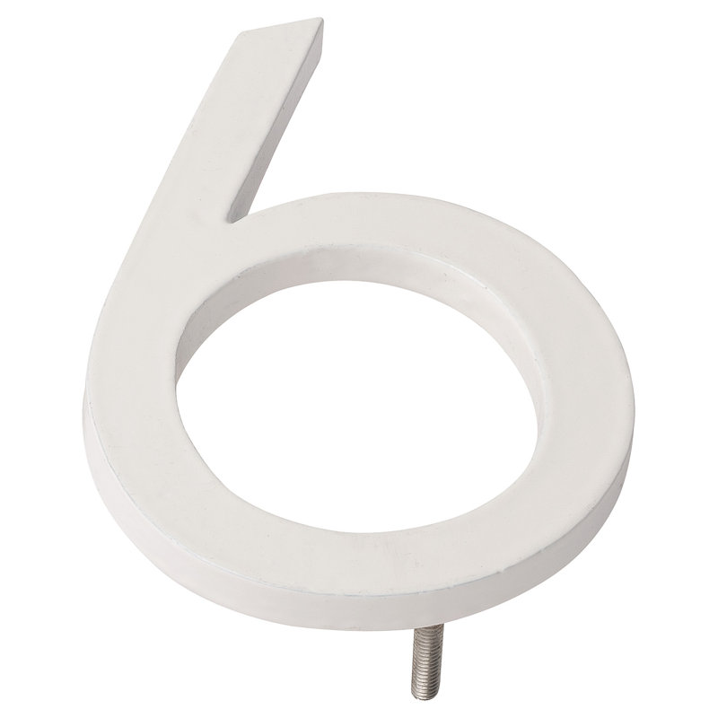 10 in. Flat Floating Mount House Number, 6, Satin Nickel/Hunter Green