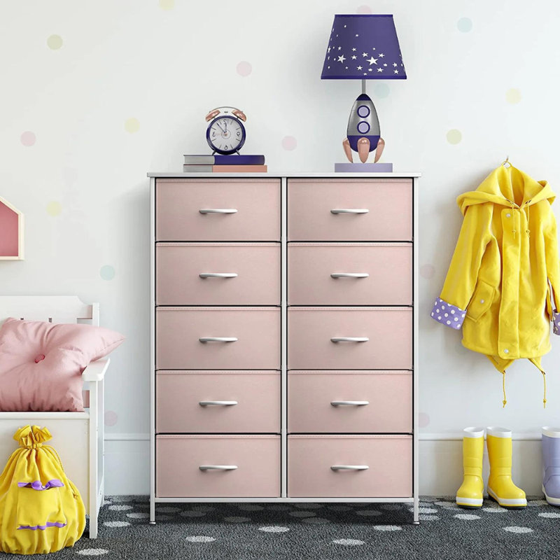 Commode pour enfants avec 10 tiroirs Sorbus - Armoire de rangement pour vêtements, Rose
