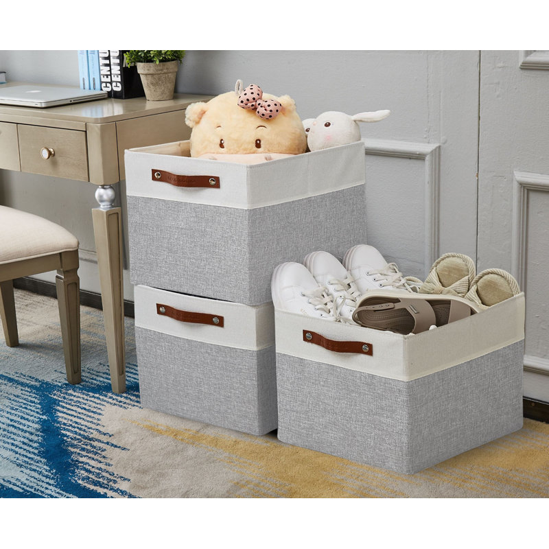 Ensemble de cubes en tissu, Gris clair / Blanc
