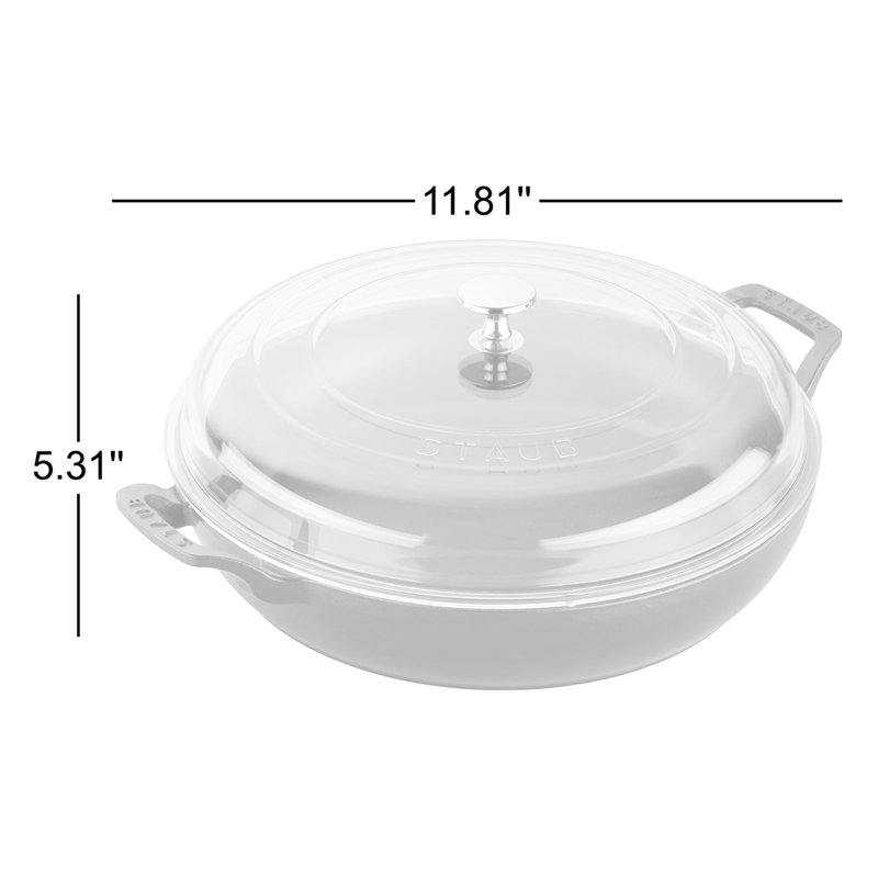 Cast Iron 3.59-qt Braiser with Glass Lid, Matte Black