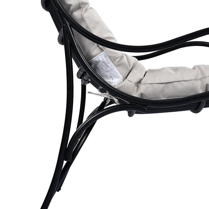 Leandro 3-Piece Wicker Conversation Set With Cushions, Black