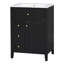 Meuble-lavabo gris 24 po avec lavabo, panneau de fibres à densité moyenne et bois d'hévéa, 3 tiroirs et armoire avec tablettes réglables-24454165